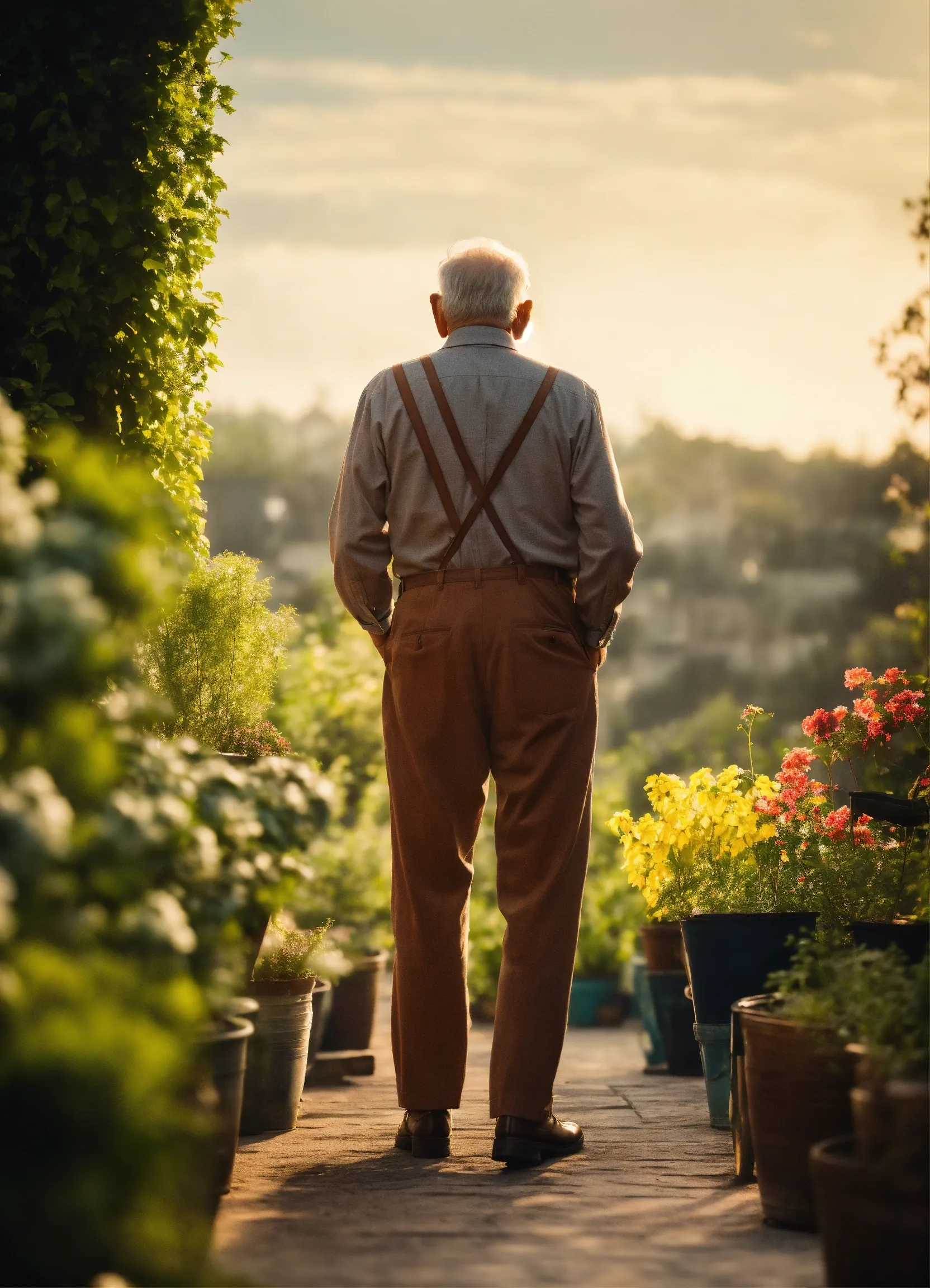 Office desk with flower