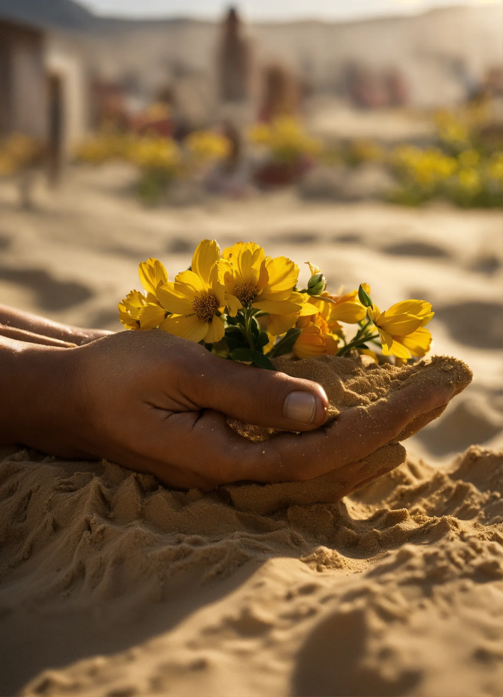 Workspace with focus flowers